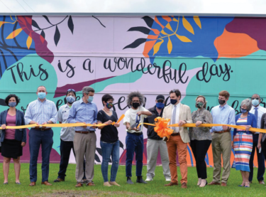 Wonderful Day mural ribbon cutting mayor artist